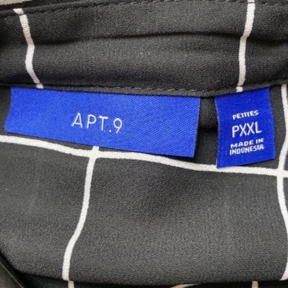 Apt. 9 (petite) PXXL black & white geometric/square button down dress bl… - Picture 9 of 13